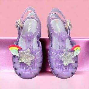 Mini Melissa Purple Rainbow Star Mini Possession II Jelly Sandals Size 10
